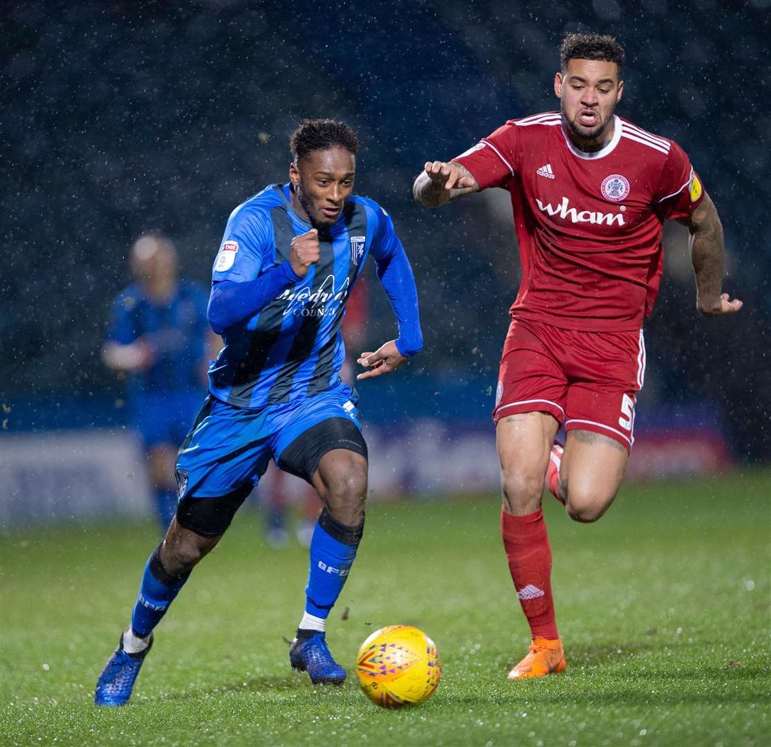 Gillingham striker Brandon Hanlan was named man-of-the-match against Accrington Picture: Ady Kerry