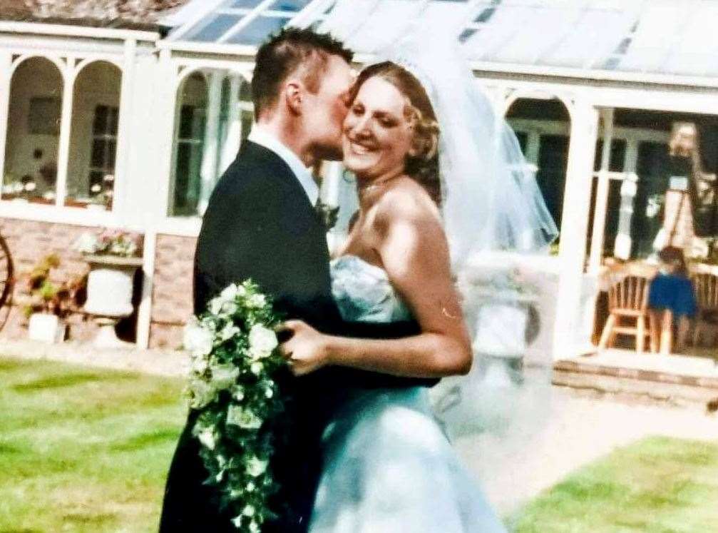 Lisa and Craig Marsh during their wedding at the Little Silver in 2001. Picture: Lisa Marsh