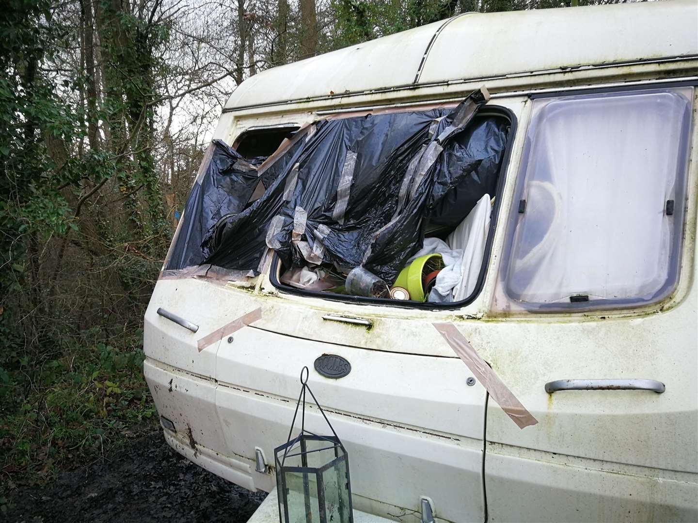 The caravan is stuffed full with rubbish