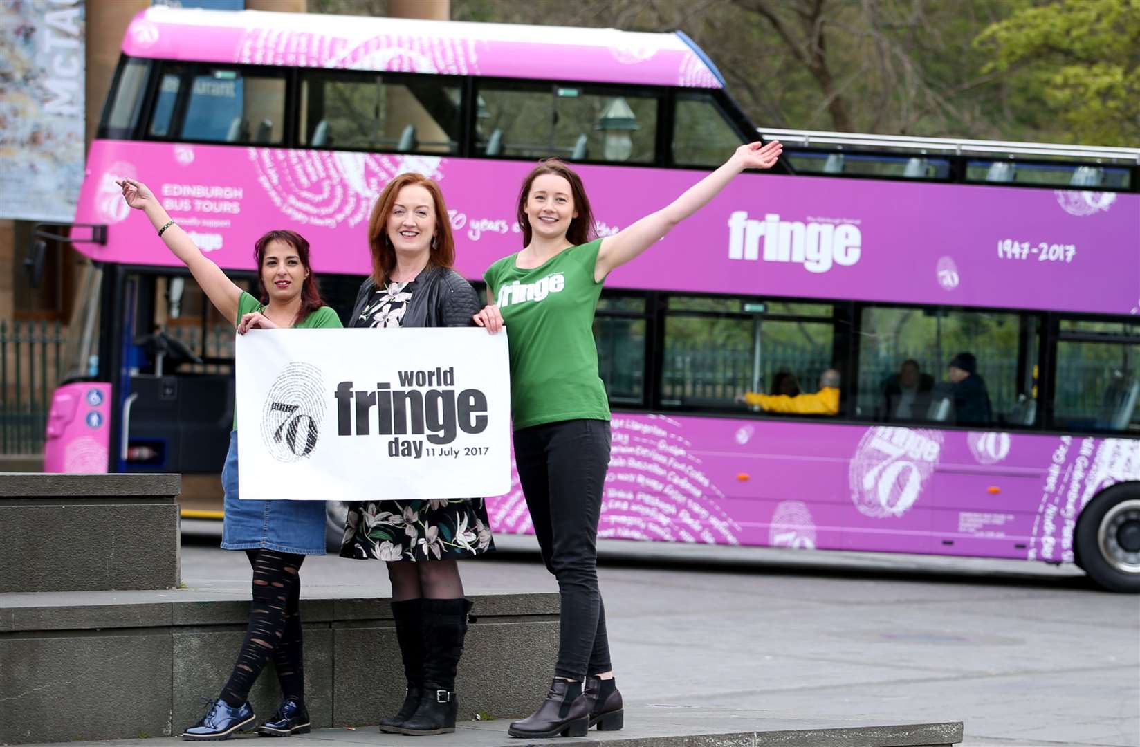 (left to right) Fringe society chief executive Shona McCarthy, centre, says the festival is facing an existential threat (Jane Barlow/PA)