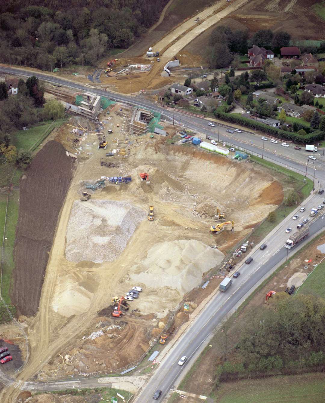 Aerial picture showing the construction site of the new bypass between Leybounre A228 and West Malling. Image: Martin Apps Countrywide Photographic