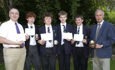 A winning team: left to right, maths teacher David Brooks, Connor Gower, Damon Sutton, Andrew Carlotti , Alex Dixon and head of maths Martin Neeve