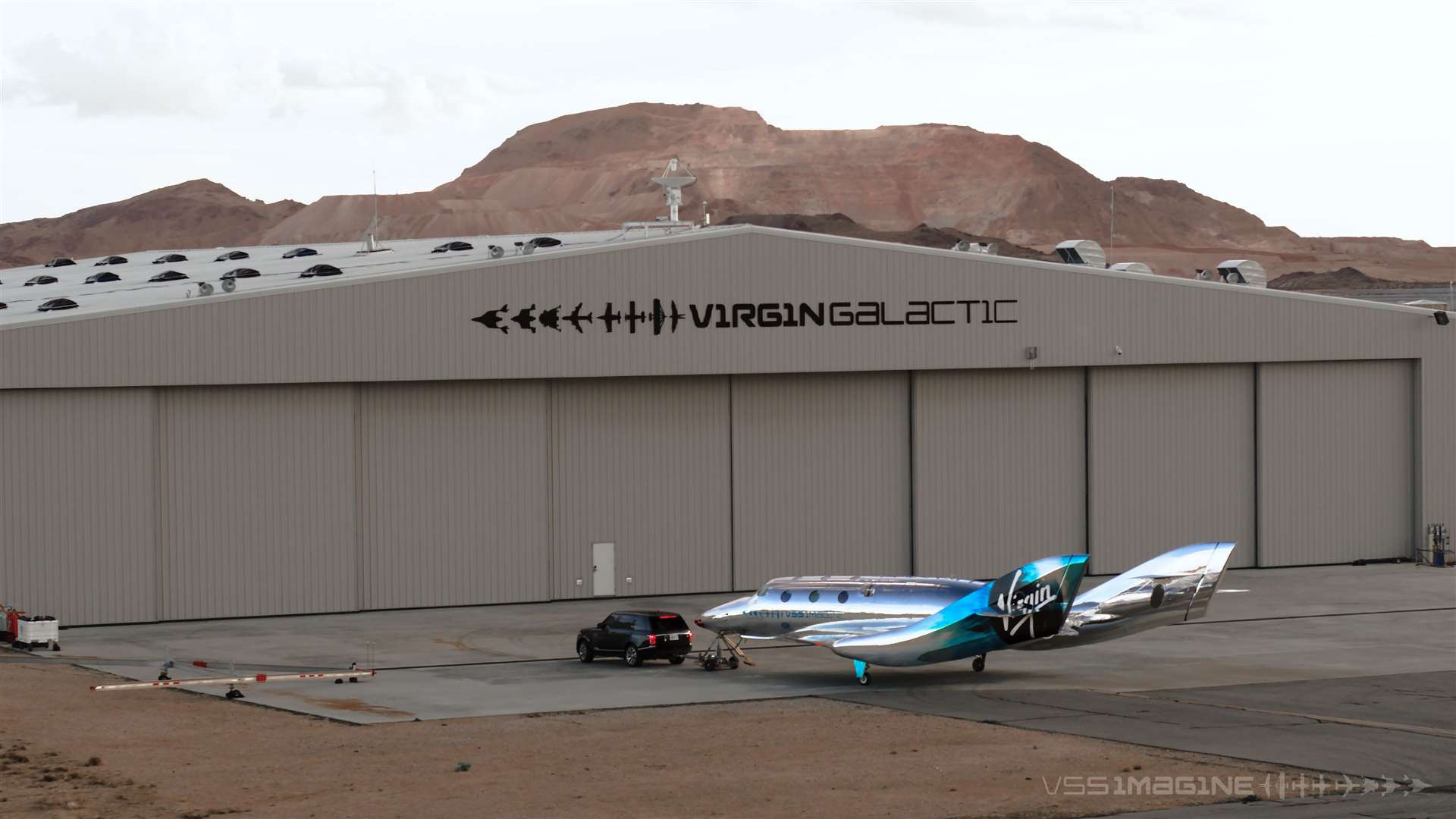 The spaceship was built with a mirror-like material to reflect the surrounding environment (Virgin Galactic/PA)