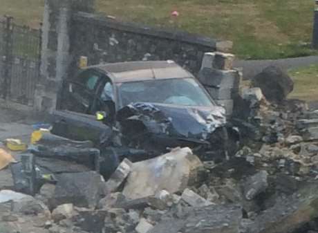 The car hit a wall in Maidstone Road, Rochester Picture: Alex Thrith