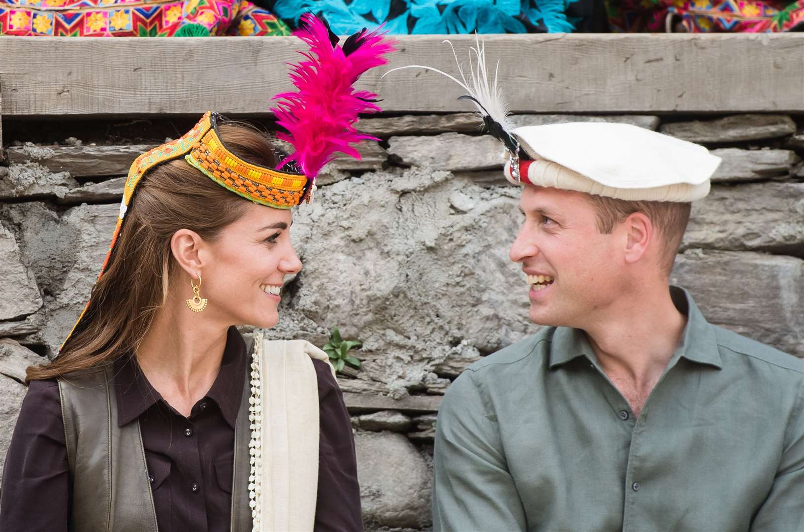 The Duke and Duchess of Cambridge during a visit to a settlement of the Kalash people in Chitral, Pakistan (Samir Hussein/PA)