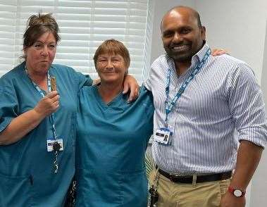 Ashford MP Sojan Joseph with nurses at Maidstone Hospital in his former role as a mental health nurse in the NHS