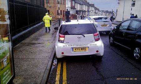 Messenger reader Kristian Sigston took this photo of the CCTV car parked close to a zebra crossing in Canterbury Street, Gillingham