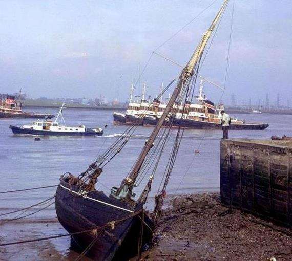 Thistle, the last bawley boat on Bawley Bay, next to St Andrew's Church on the waterfront at Gravesend