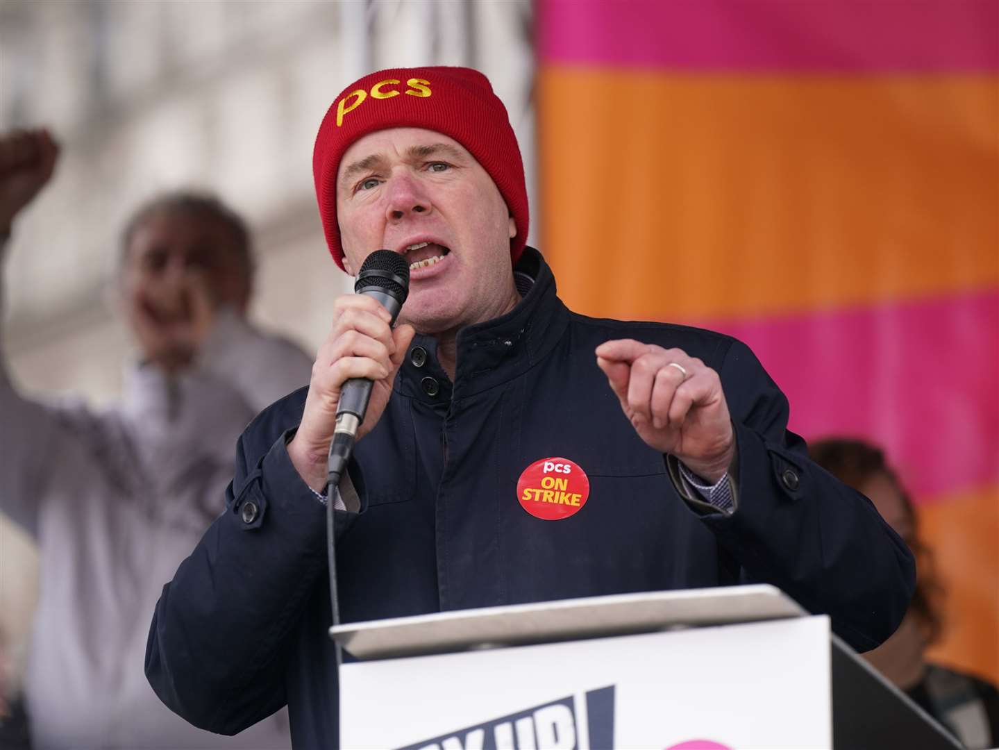 Mark Serwotka speaking during a strike rally in Trafalgar Square in central London on Wednesday (Yui Mok/PA)