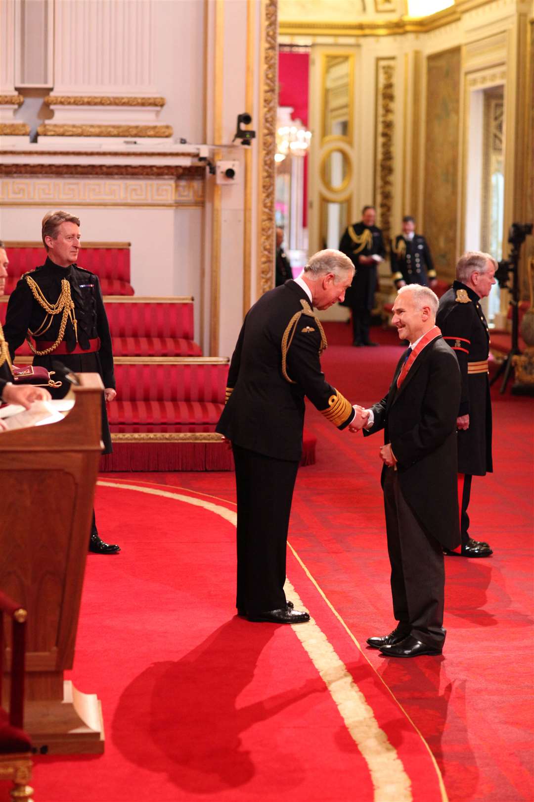 David Goldstone is awarded a CBE for services to the financial administration of the London 2012 Olympic and Paralympic Games during an investiture ceremony at Buckingham Palace (Lewis Whyld/PA)