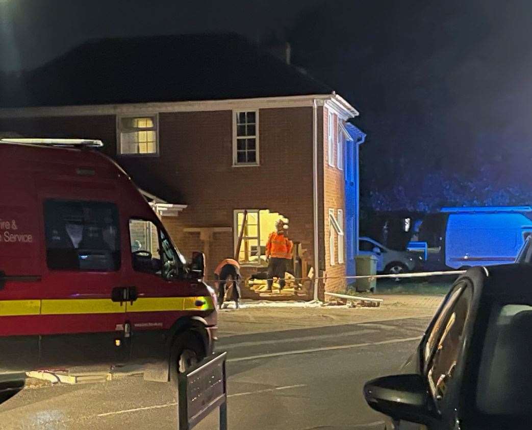 The aftermath of the crash, in Adisham Green, Kemsley. Picture: Joe Crossley