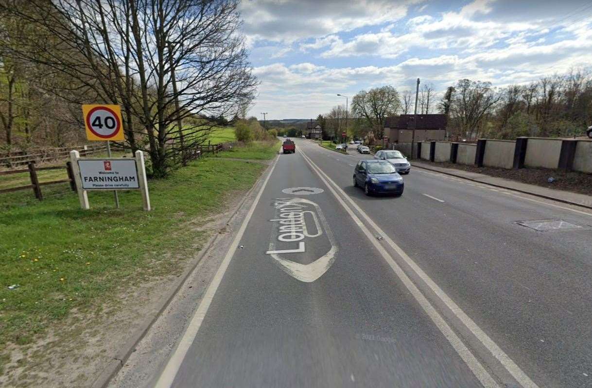 The crash happened on the A20 London Road, Farningham. PIcture: Google Streetview