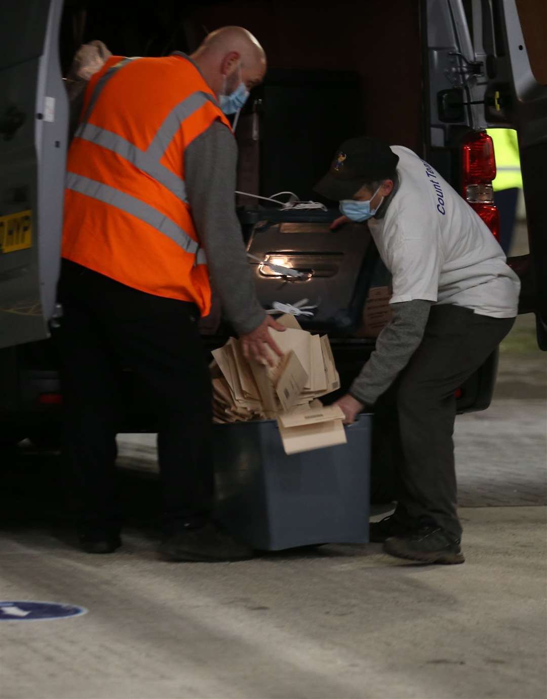 A ballot box breaks open as it arrives at the P&J Live/TECA in Aberdeen (Andrew Milligan/PA)