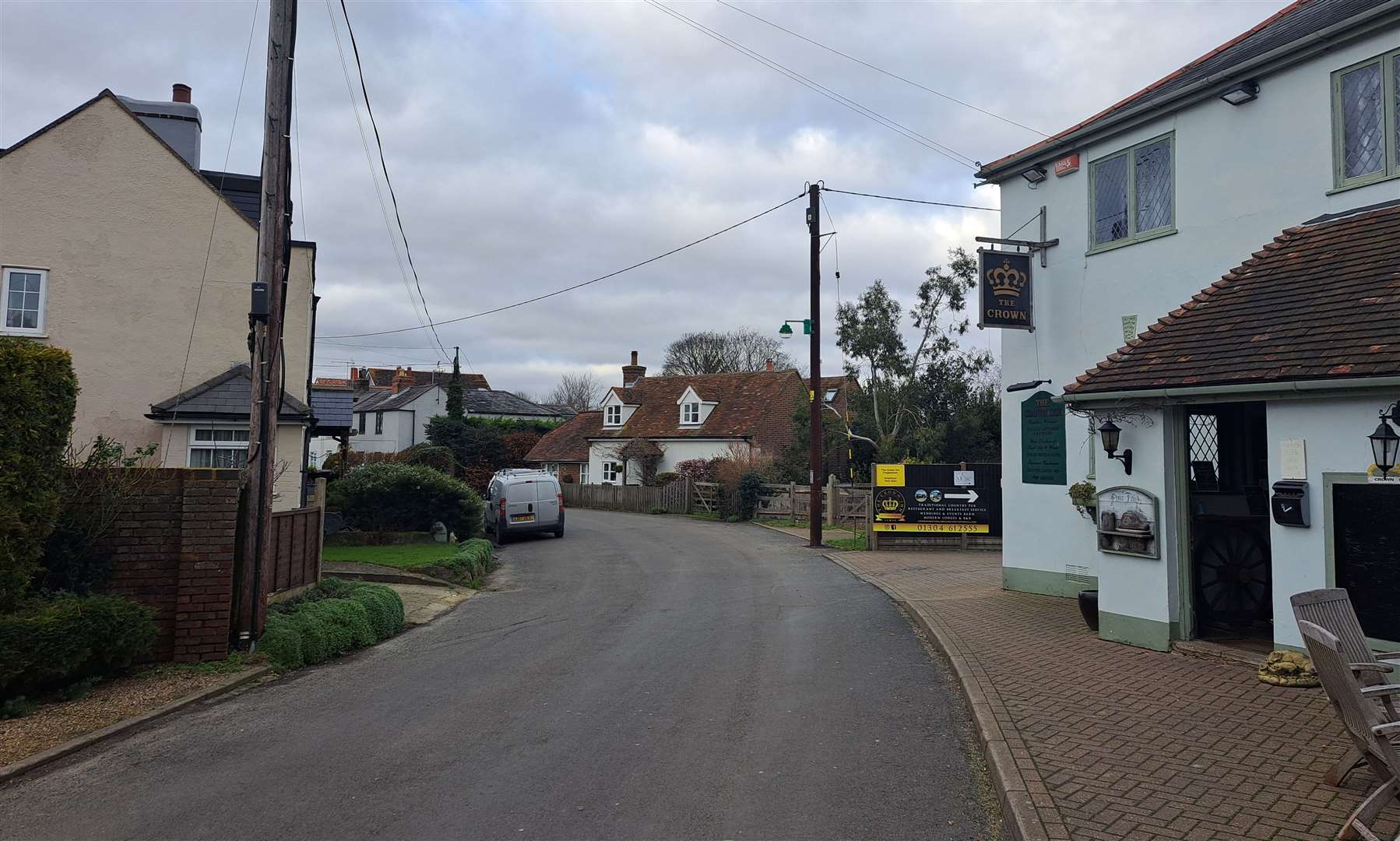 The Crown Inn with neighbouring houses in The Street, Finglesham near Deal