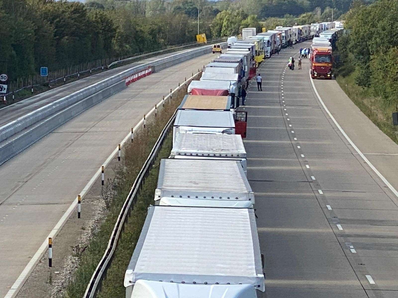 Lorries are stationary on the M20. Picture: Barry Goodwin