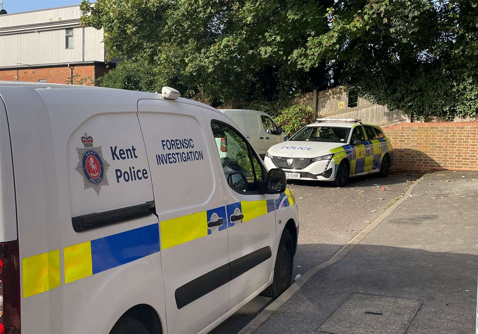 Police at the scene in Mercury Close, Borstal