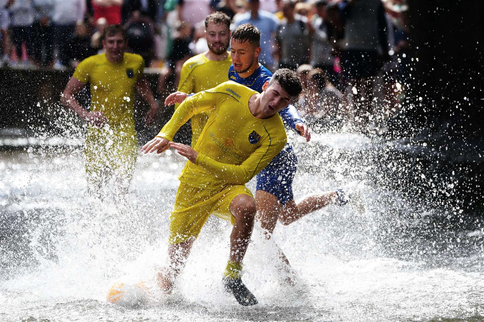 Here’s a truly waterlogged pitch (Ben Birchall/PA)