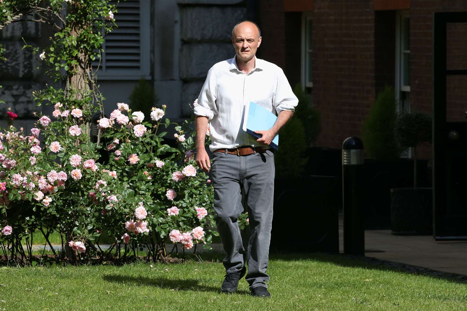 Mr Cummings arrives to make his statement (Jonathan Brady/PA)