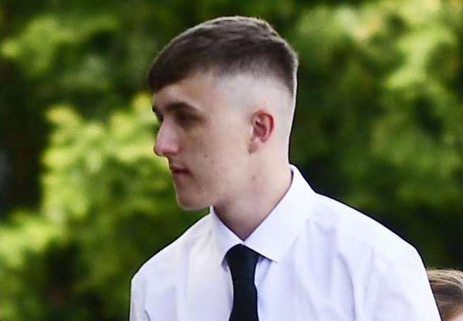 Michael Murray, pictured outside Canterbury Crown Court in 2019 while on trial for the part he played in a brutal gang attack that left German student Daniel Ezzedine with life-changing brain damage