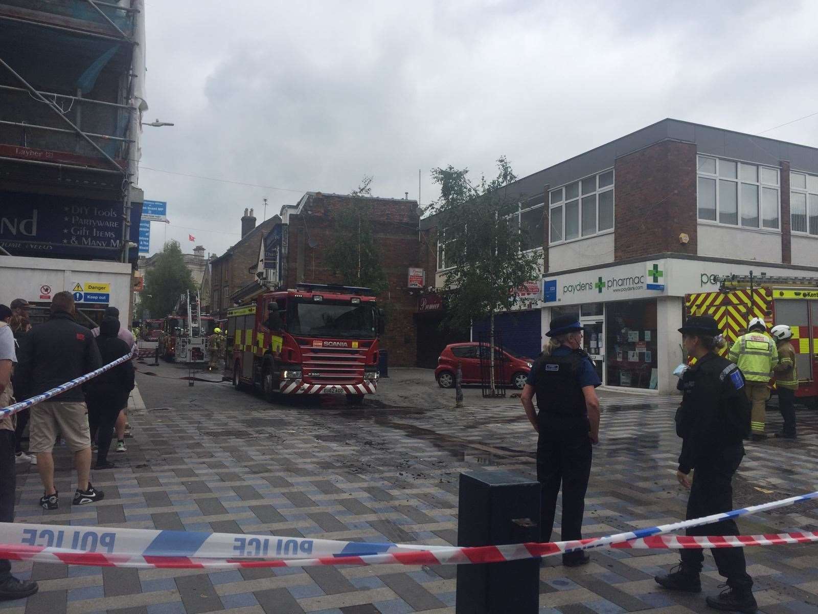 A cordon placed around Mu Mu in Maidstone after the nightclub blaze