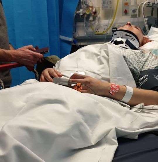 Cary Edby, from Ramsgate, was rushed to William Harvey Hospital in Ashford. Picture: SWNS