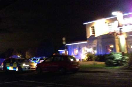 Police at The Copperfields after the attack on Sunday