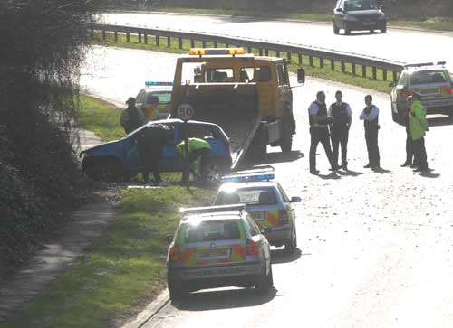 Emergency services at the scene on Saturday. Picture: BARRY CRAYFORD