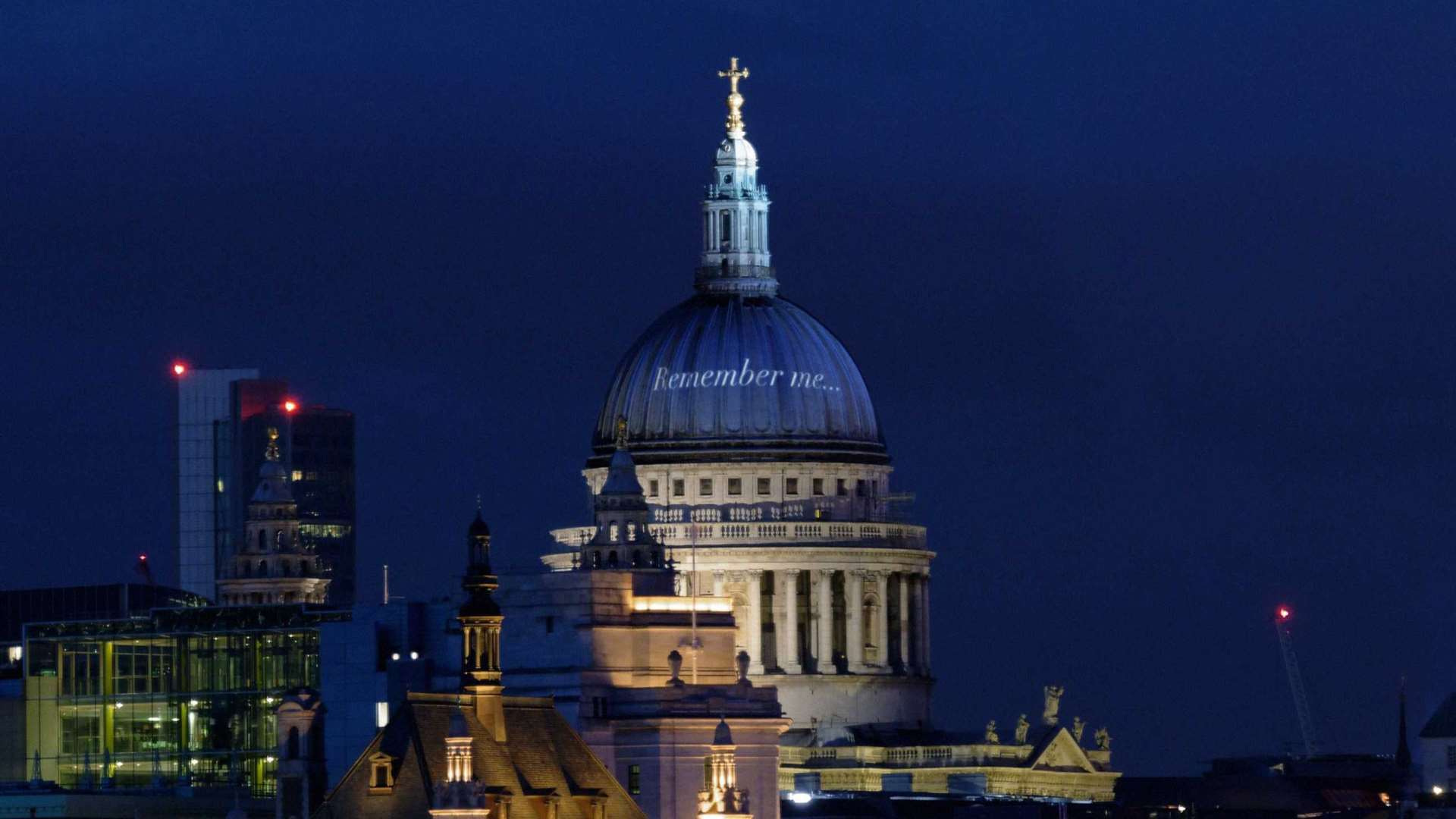 St Paul’s famous dome is emblazoned, thanks to computer graphics, with the name of the new online memorial project (PA)