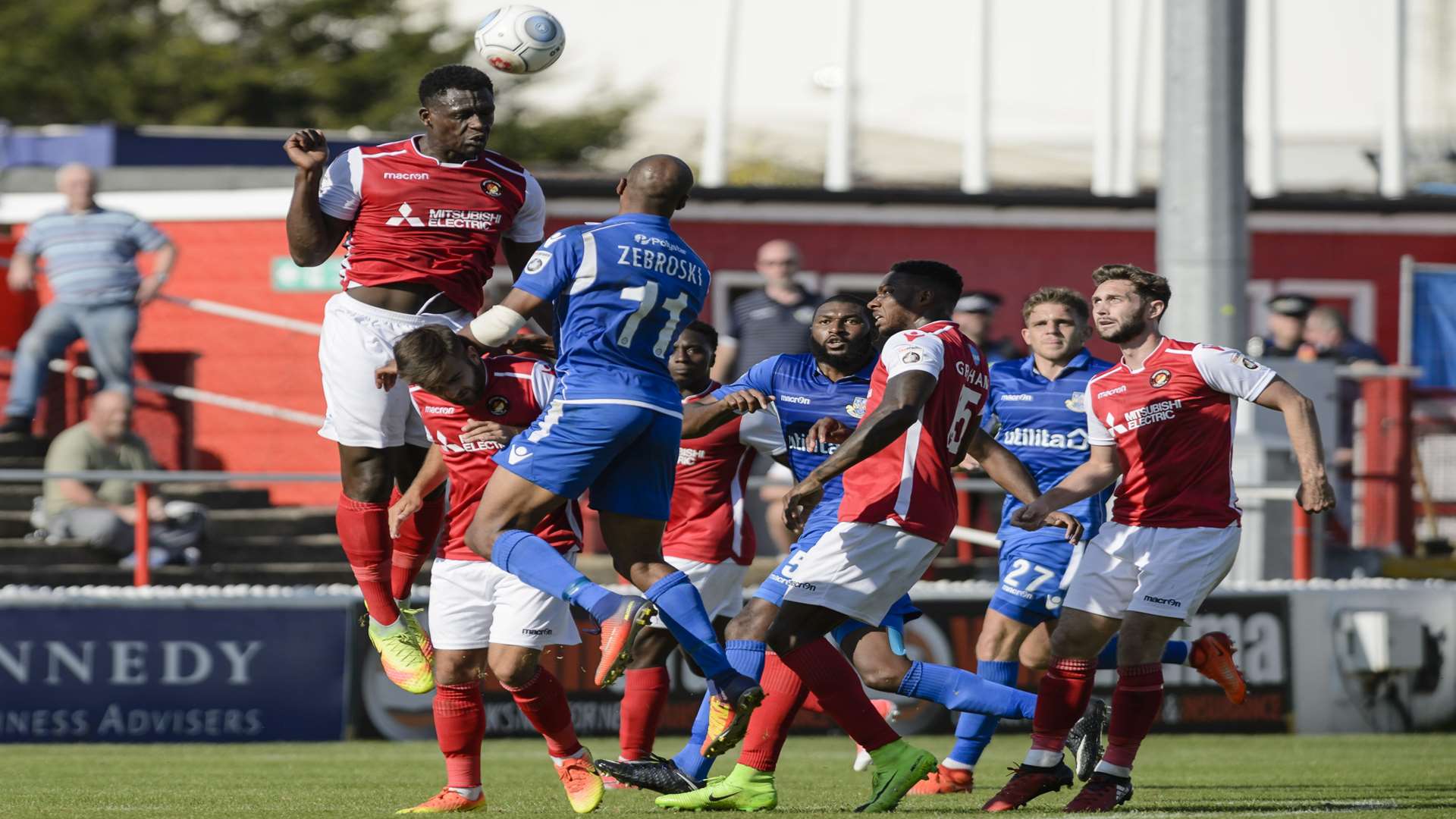 Yado Mambo gets to the ball ahead of Chris Zebroski Picture: Andy Payton