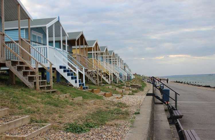 Beach huts at The Leas, Minster, on the Isle of Sheppey