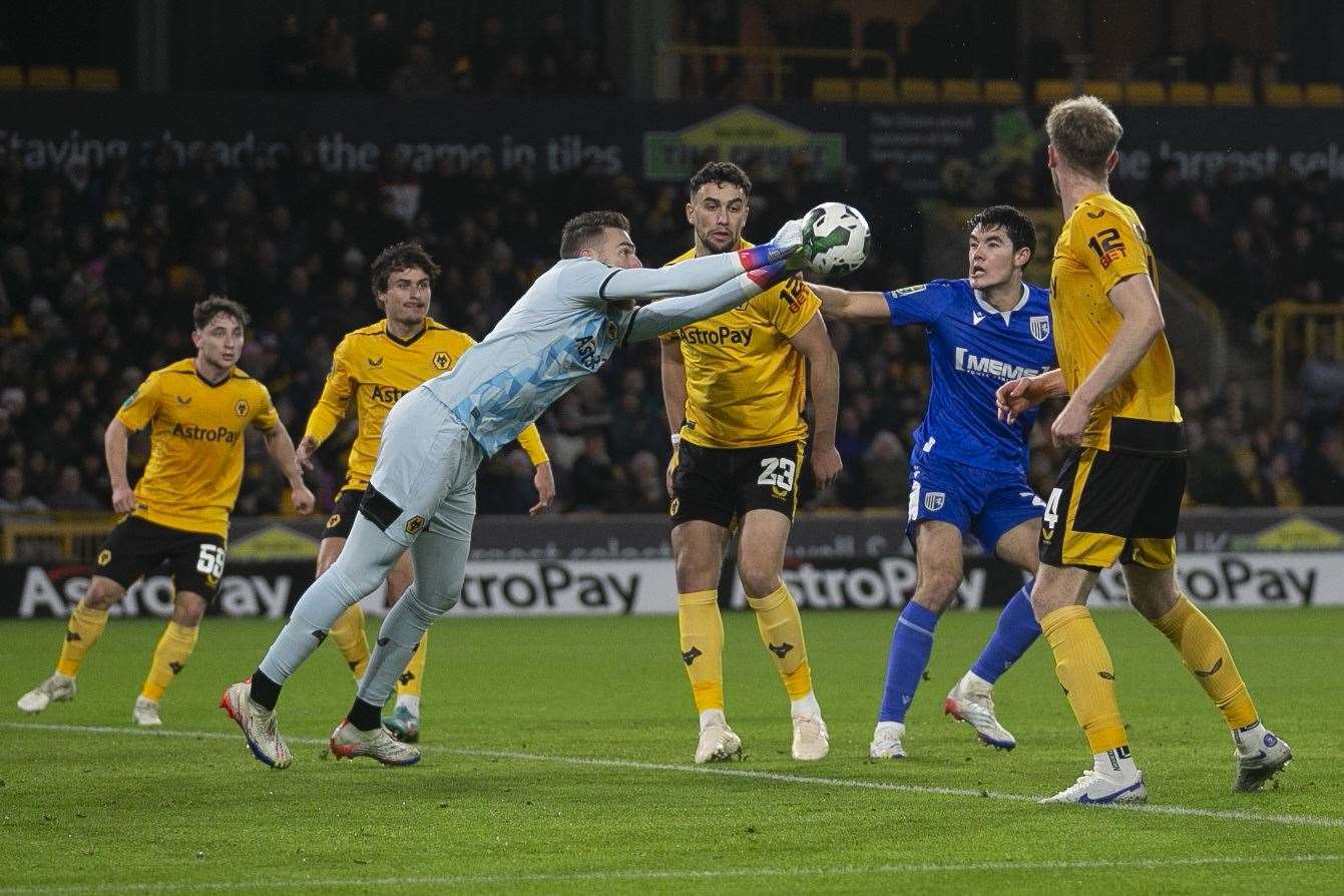 Action between Wolves and Gillingham in the Carabao Cup