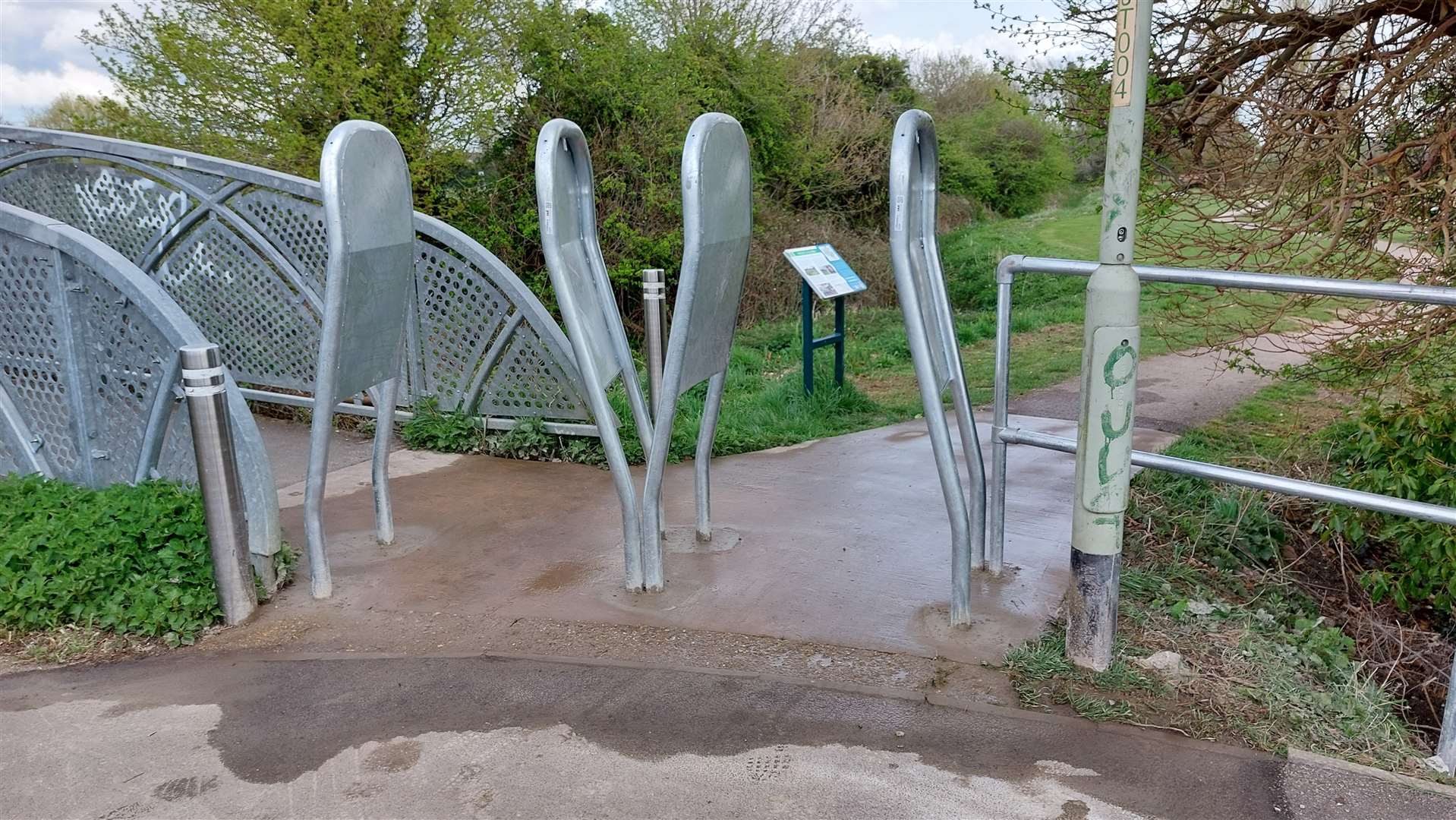 The barriers near the outside gym