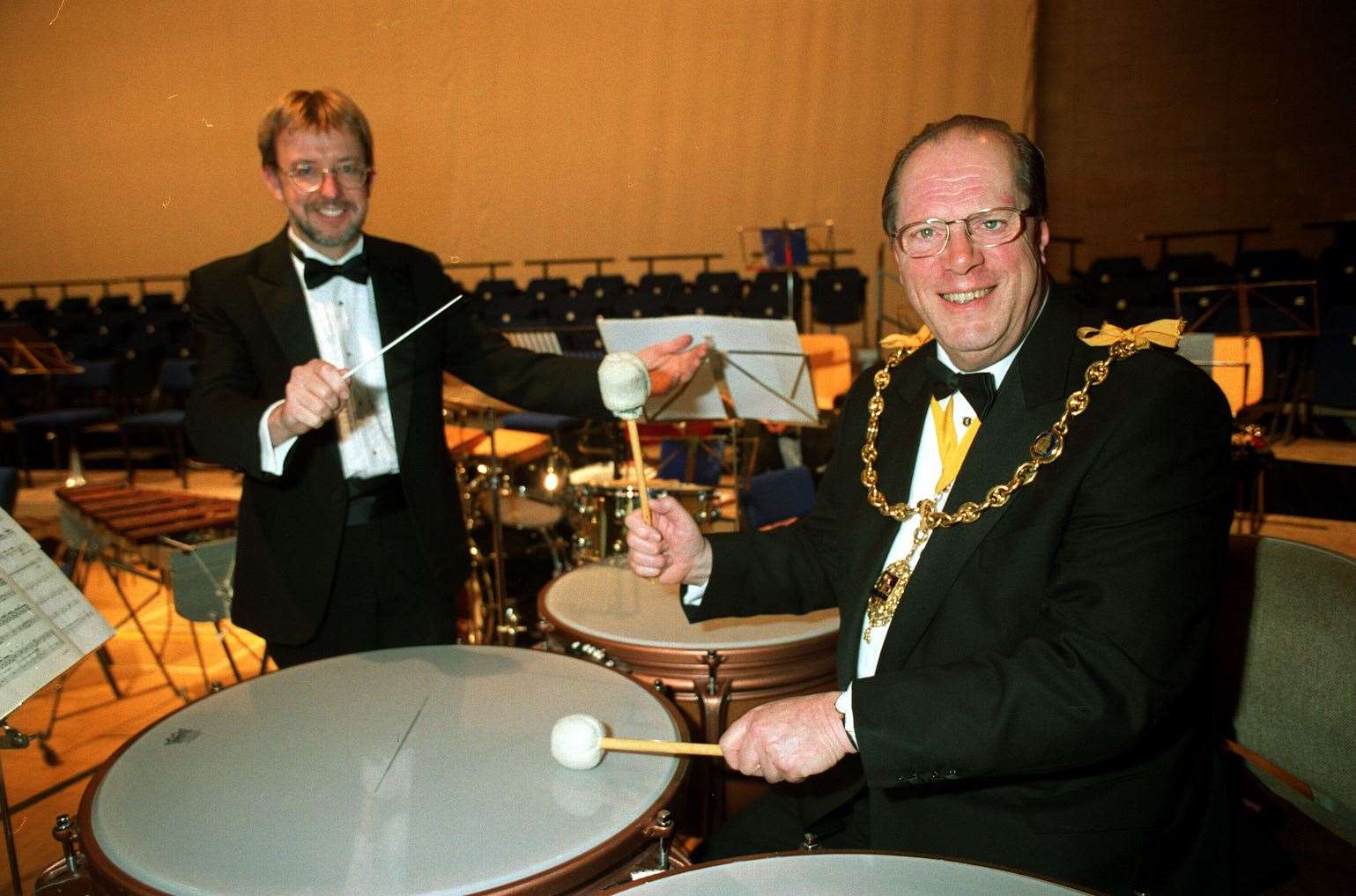 Playing the drums while Mayor of Maidstone, Cllr Daley at charity gala night