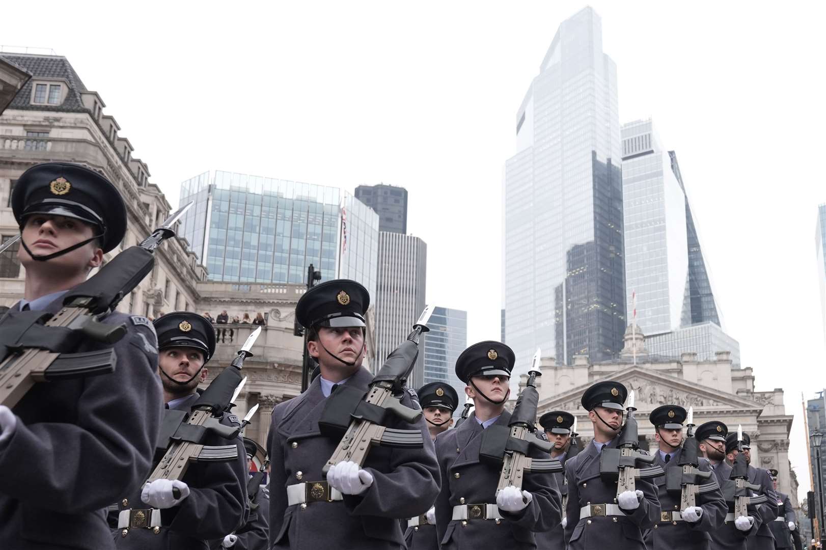 Military personnel take part in the Lord Mayor’s Show in the City of London (Stefan Rousseau/PA)