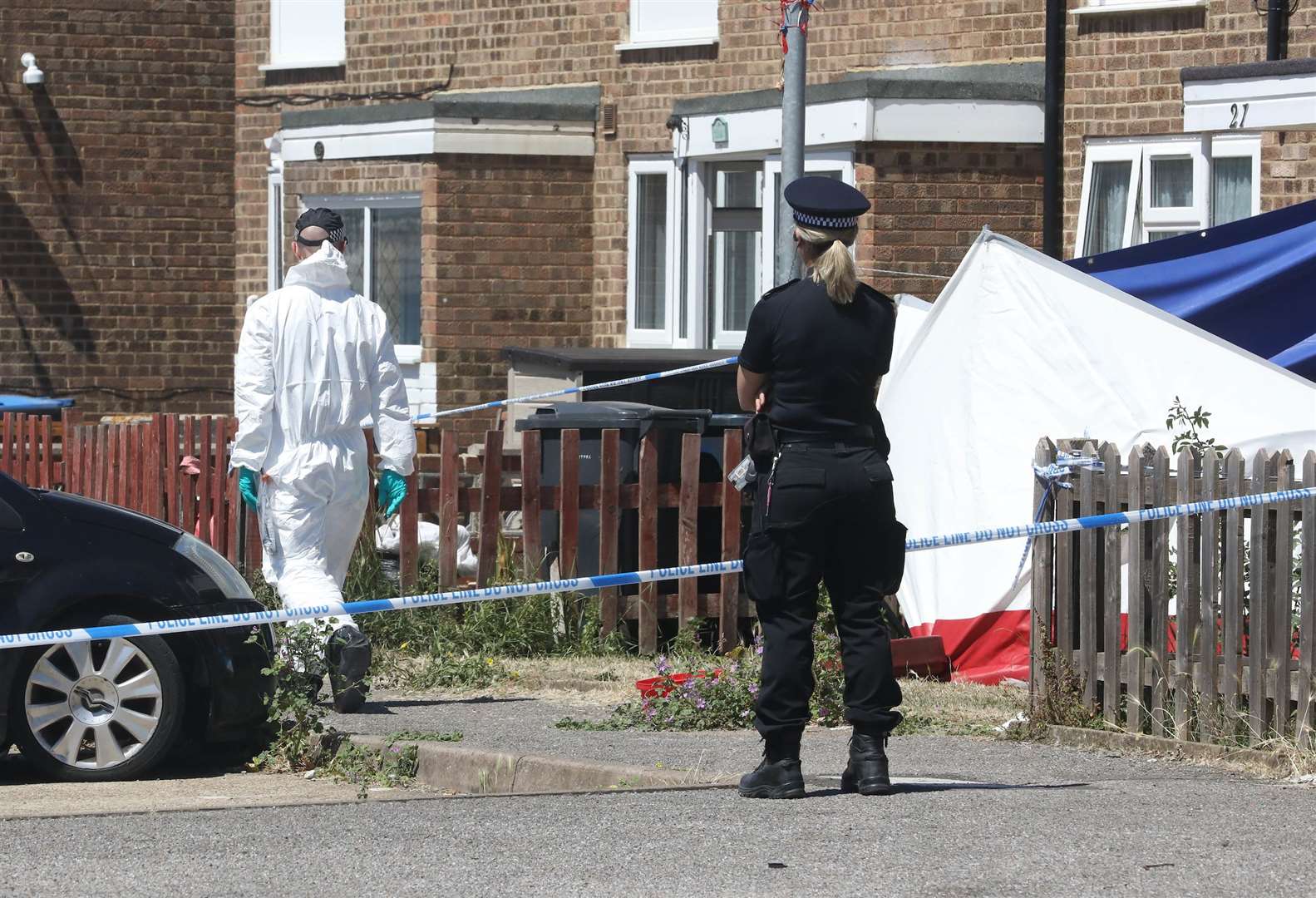 Police at the scene of a fatal stabbing in Margate. Picture: UKNIP