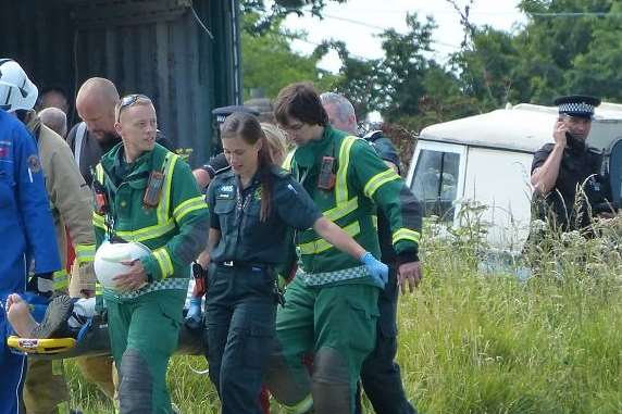 Crews at the clifftop in Capel-le-Ferne. Picture: @Kent_999s