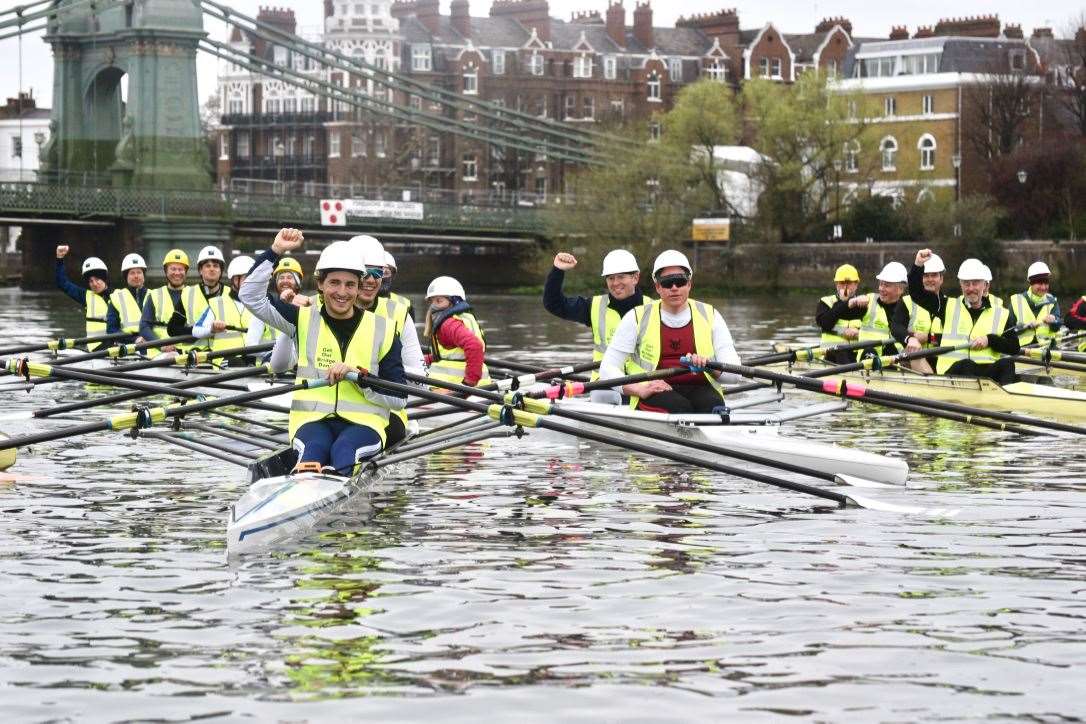 The rowers wore hard hats (Hammersmith Bridge SOS/PA)