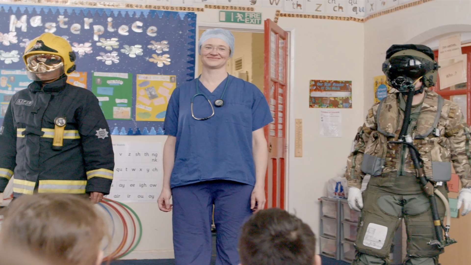 Firefighter Lucy, NHS surgeon Tamzin and RAF pilot Lauren. Picture: MullenLowe London