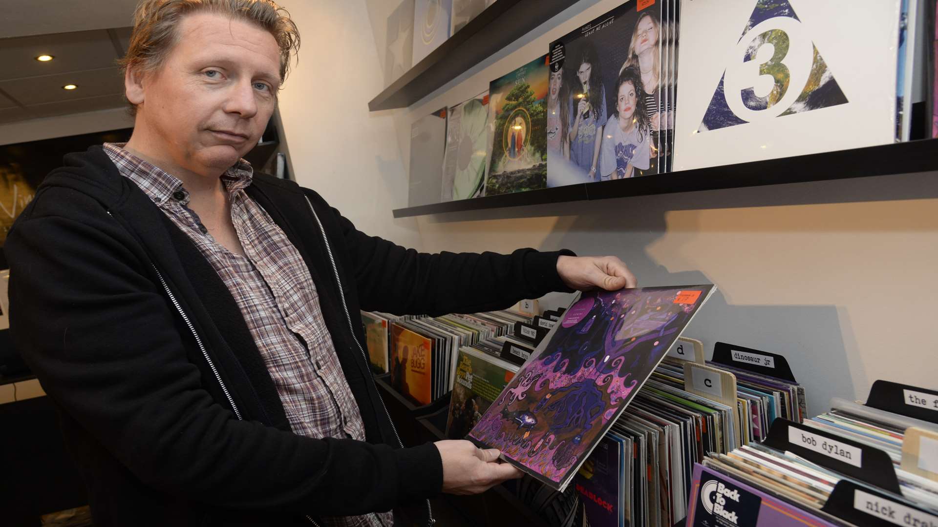 Nick Pygott in his record shop in Castle Street, Canterbury