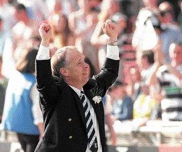 Chairman Roy Smith celebrates the Wembley win Picture: Paul Dennis