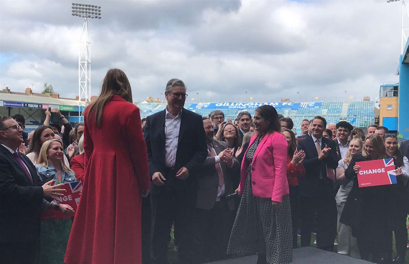 Angela Rayner, Sir Keir Starmer and Naushabah Khan at the Labour party launch at Priestfield