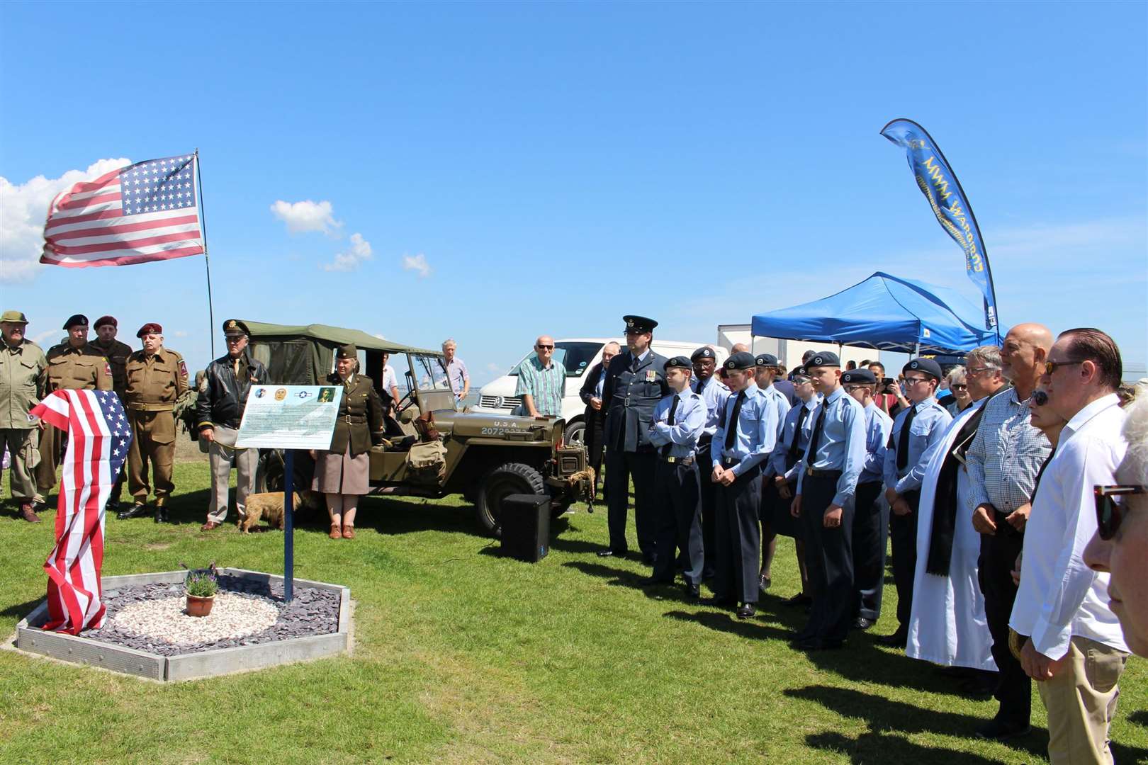 Cadets from Air Training Core 213 City of Rochester Squadron, Rev. Stephen Gwilt, Noel Tognazzini and Jeanne Cronis-Campbell. Picture: Mylo Peeke.