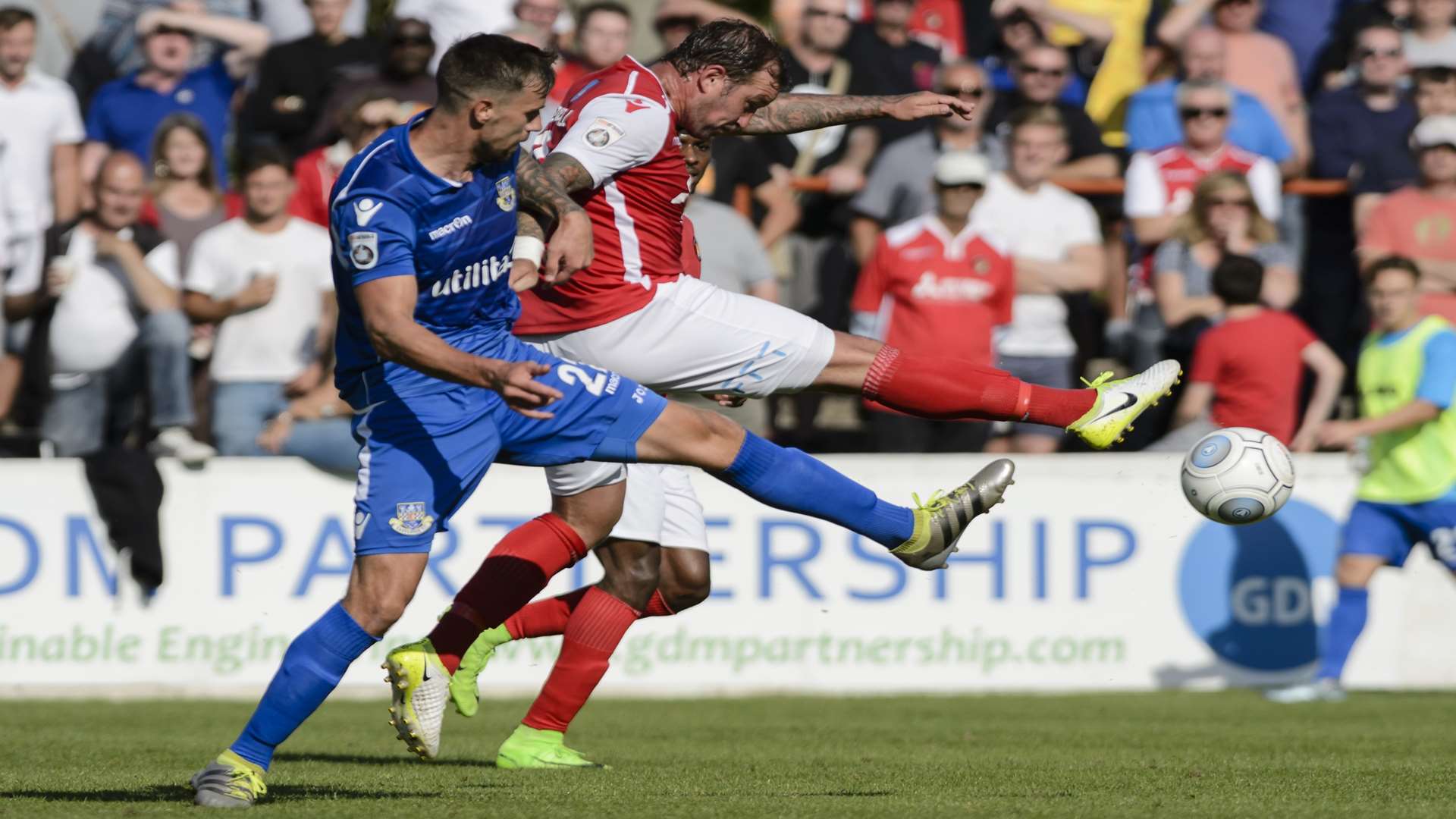 Danny Kedwell goes for goal in the 2-2 draw against Eastleigh Picture: Andy Payton