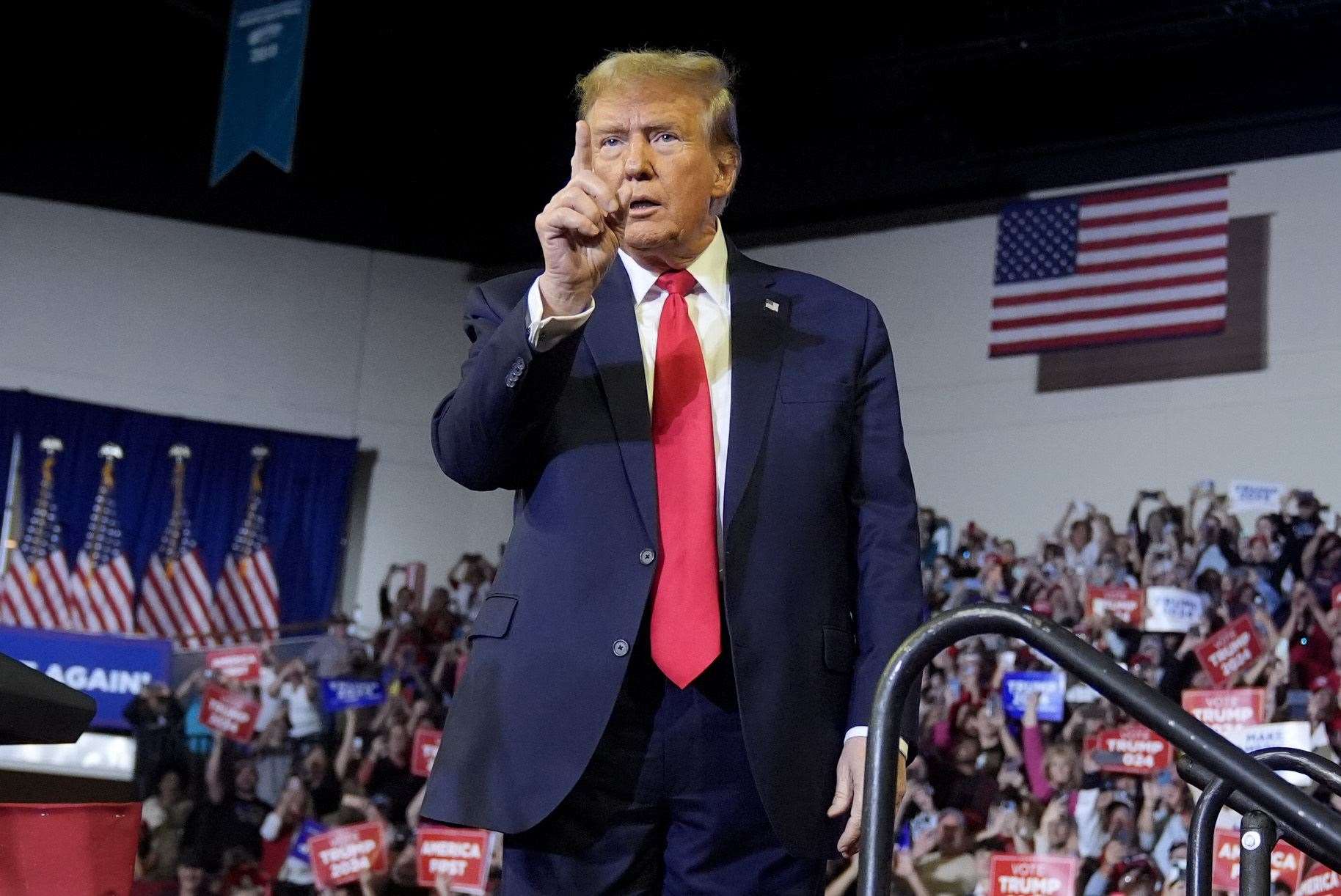 Former US president Donald Trump speaking at Coastal Carolina University in Conway, South Carolina, on Saturday (Manuel Balce Ceneta/AP)