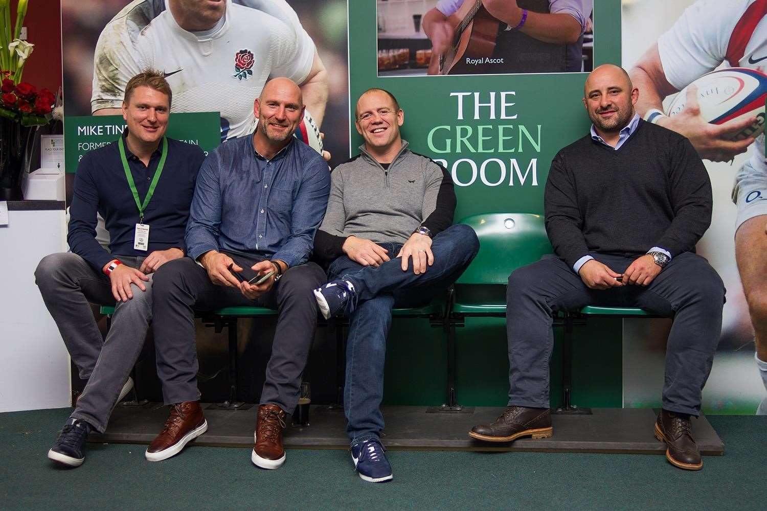 Hospitality Finder managing director Mike Dunderdale with Rugby World Cup winners Lawrence Dallaglio and Mike Tindall and ex-England player and former Maidstone Boys Grammar School pupil David Flatman - some of the big names the firm uses as part of its hospitality packages