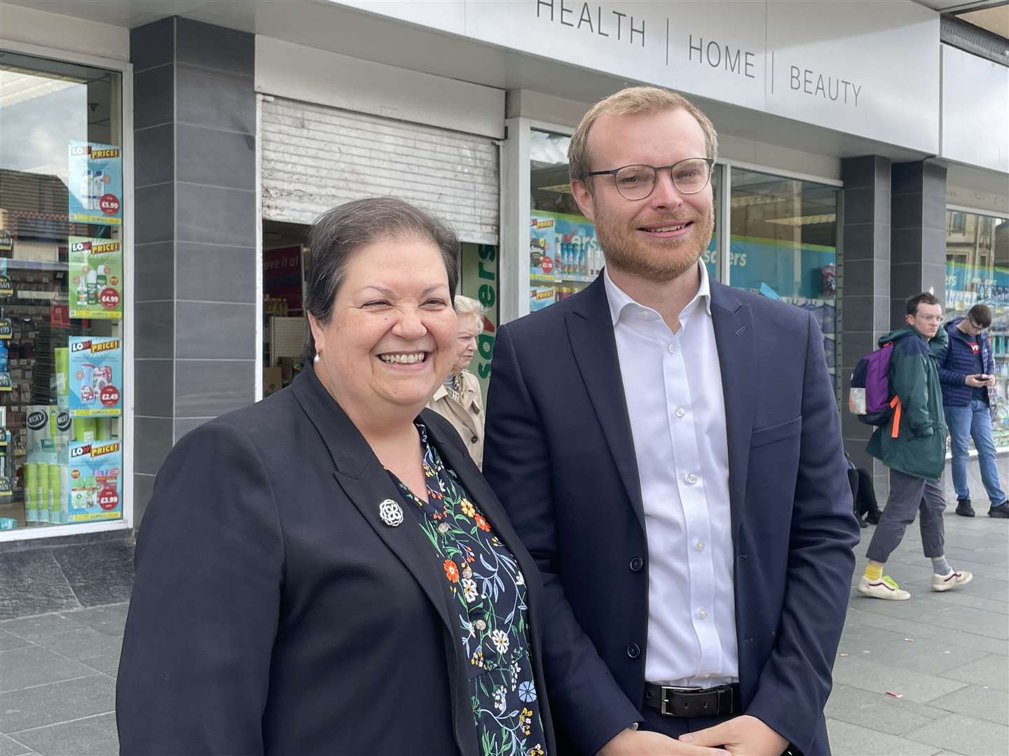 Scottish Labour deputy leader Dame Jackie Baillie with the party’s candidate Michael Shanks (PA)