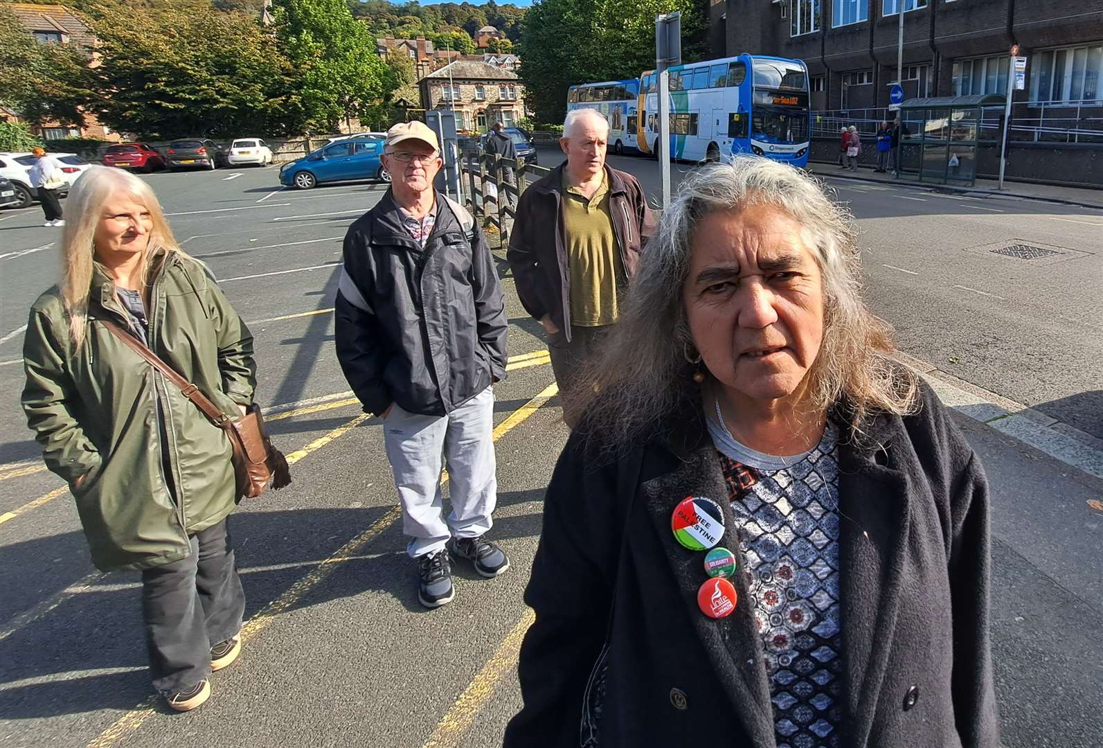 Town councillor Beccy Sawbridge with fellow protesters in Pencester Road, Dover