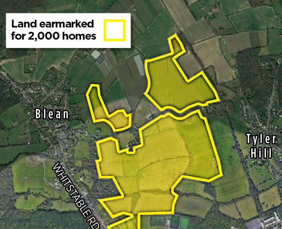 The land north of the University of Kent that has been earmarked for a 2,000-home rural settlement