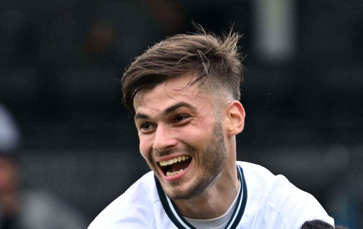 Dover striker George Nikaj - found the net again at Whitehawk. Picture: Barry Goodwin