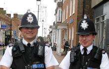 PC Jason Hedges with PC Justin Lowe, who has started work as a town officer in Sittingbourne